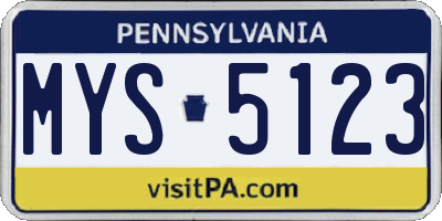 PA license plate MYS5123