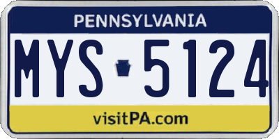 PA license plate MYS5124