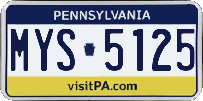 PA license plate MYS5125