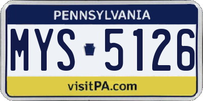 PA license plate MYS5126