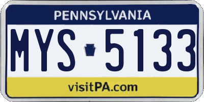 PA license plate MYS5133