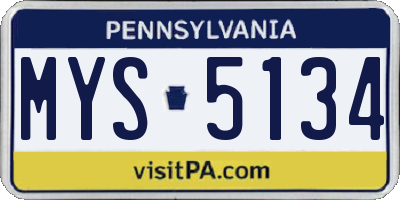 PA license plate MYS5134