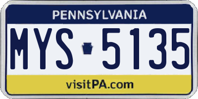 PA license plate MYS5135
