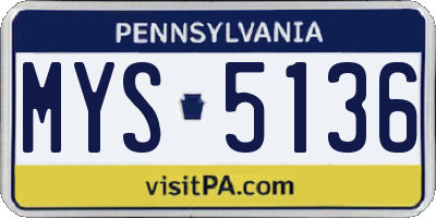PA license plate MYS5136