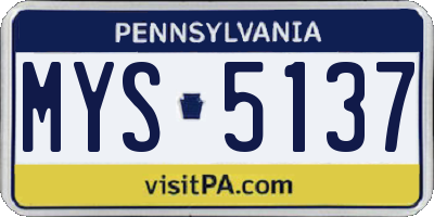 PA license plate MYS5137