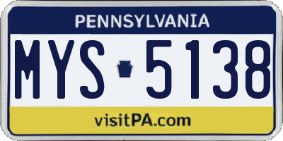 PA license plate MYS5138