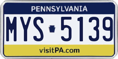 PA license plate MYS5139