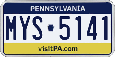 PA license plate MYS5141