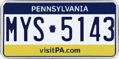 PA license plate MYS5143