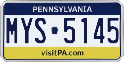 PA license plate MYS5145