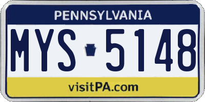 PA license plate MYS5148