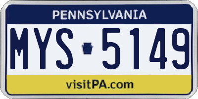 PA license plate MYS5149