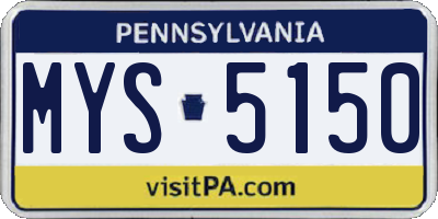 PA license plate MYS5150