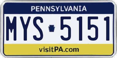 PA license plate MYS5151