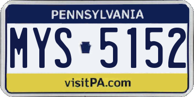 PA license plate MYS5152