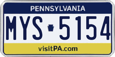 PA license plate MYS5154