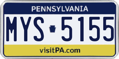 PA license plate MYS5155