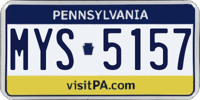 PA license plate MYS5157