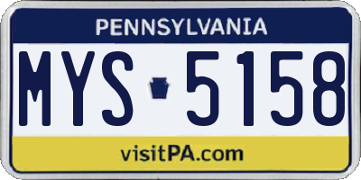PA license plate MYS5158