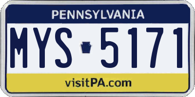 PA license plate MYS5171