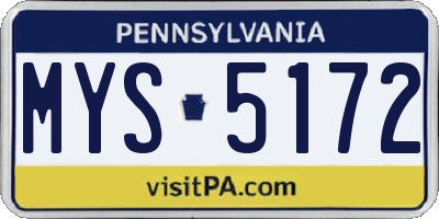 PA license plate MYS5172