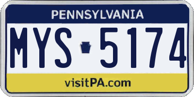 PA license plate MYS5174
