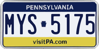 PA license plate MYS5175