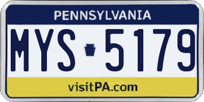 PA license plate MYS5179