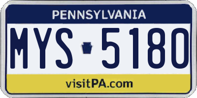 PA license plate MYS5180