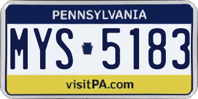 PA license plate MYS5183