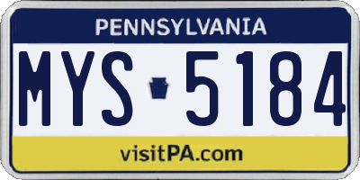PA license plate MYS5184