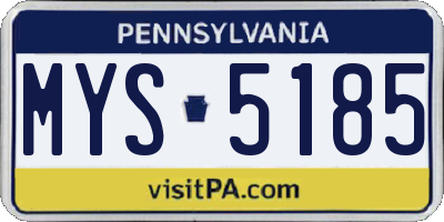 PA license plate MYS5185