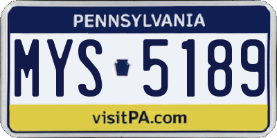 PA license plate MYS5189