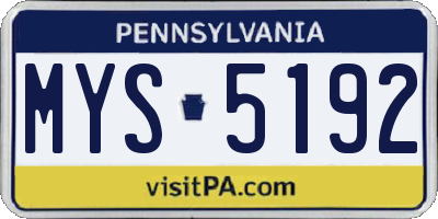 PA license plate MYS5192