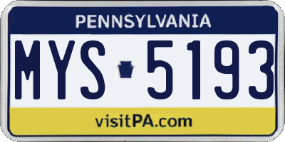 PA license plate MYS5193