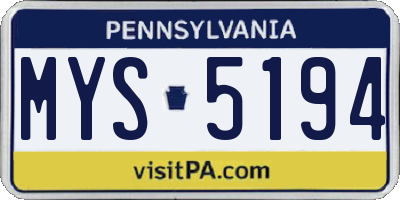 PA license plate MYS5194