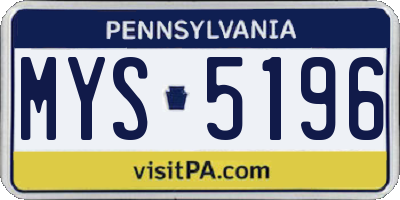 PA license plate MYS5196