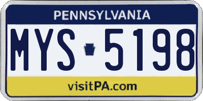 PA license plate MYS5198