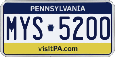 PA license plate MYS5200