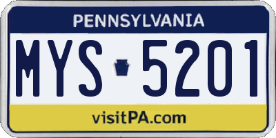 PA license plate MYS5201
