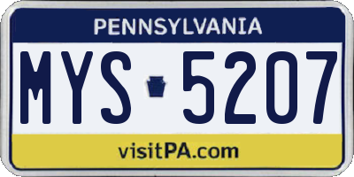 PA license plate MYS5207