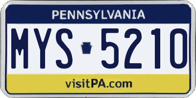 PA license plate MYS5210