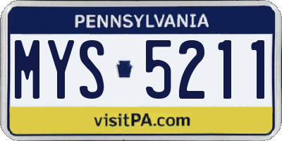 PA license plate MYS5211