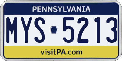 PA license plate MYS5213