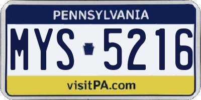 PA license plate MYS5216