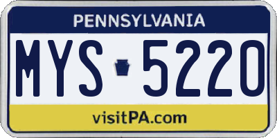 PA license plate MYS5220