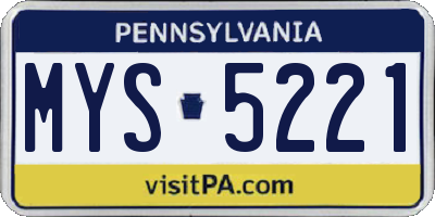 PA license plate MYS5221