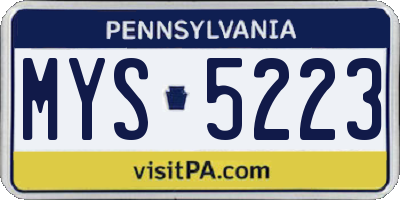 PA license plate MYS5223
