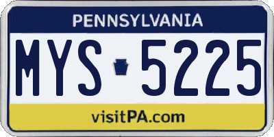 PA license plate MYS5225