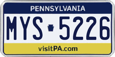 PA license plate MYS5226